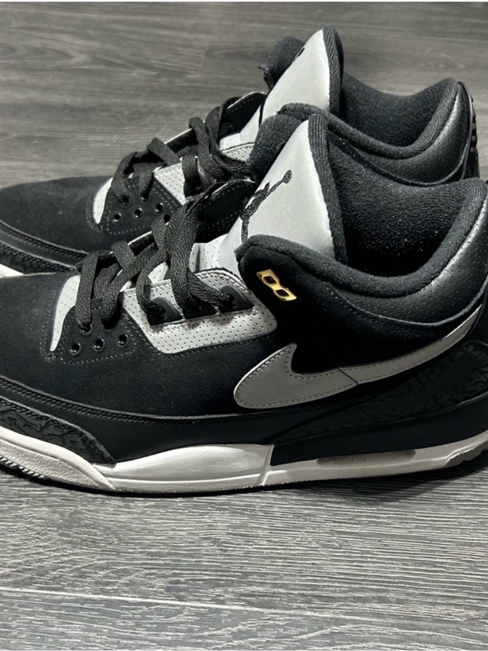 Jordan Retro 3 Tinker Black Cement Gold - Picture 5 of 6